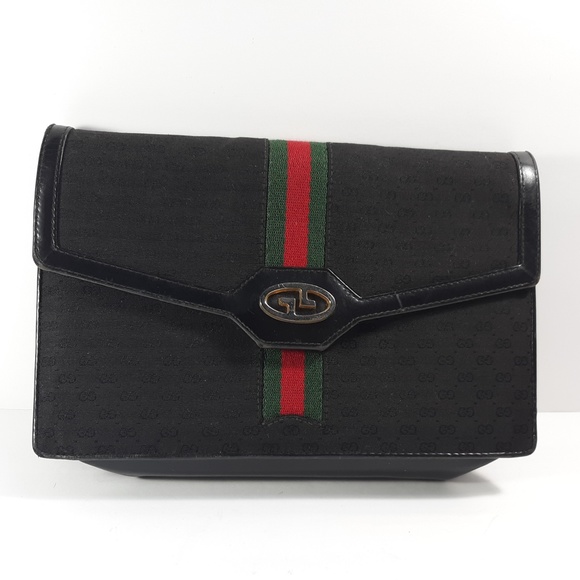 Gucci Handbags - GUCCI Black Monogram Vintage Clutch Bag